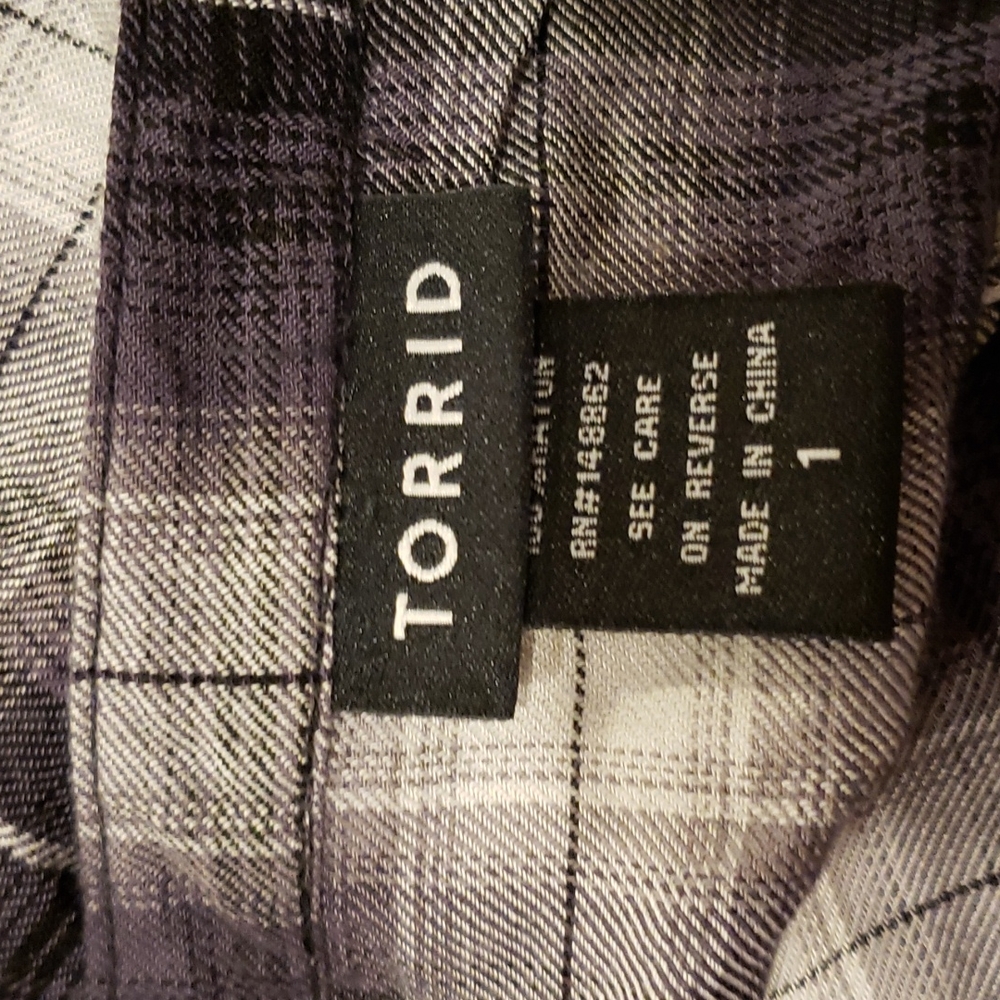 TORRID Plaid Button Front Hi-Lo Babydoll Midi Top Blouse sz 1X Women's Plus - Picture 6 of 12